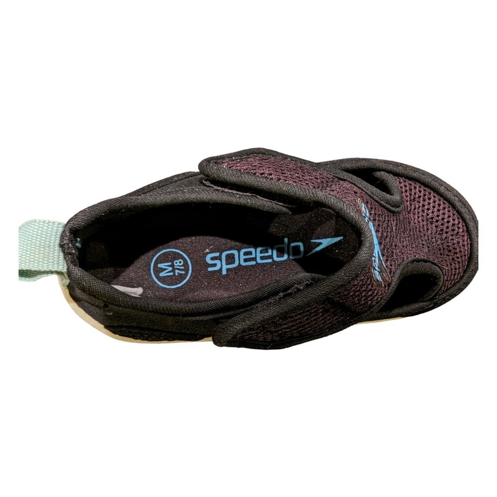 Speedo Swim Shoes Boys Med 7/8 Hybrid Black/Blue Water Shoes - Picture 8 of 9